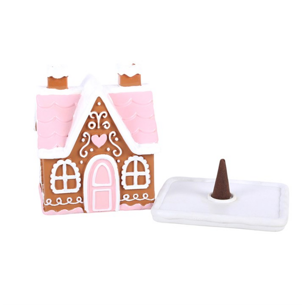Pink Gingerbread House Incense Cone Burner