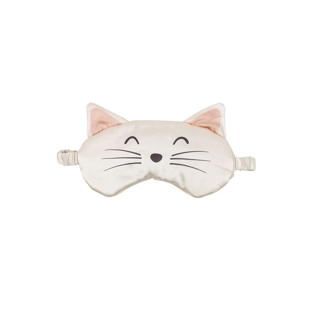 White Cat Face Satin Eye Mask