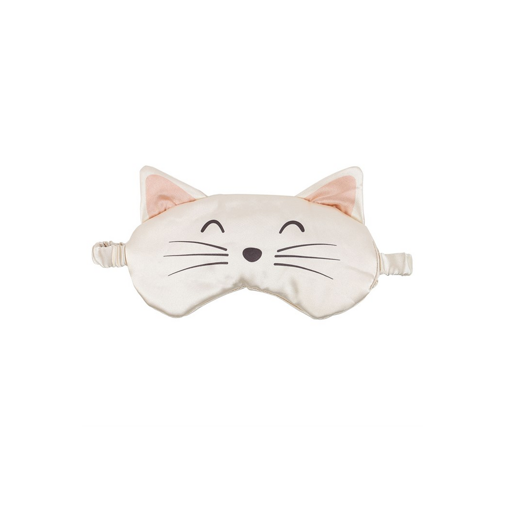 White Cat Face Satin Eye Mask