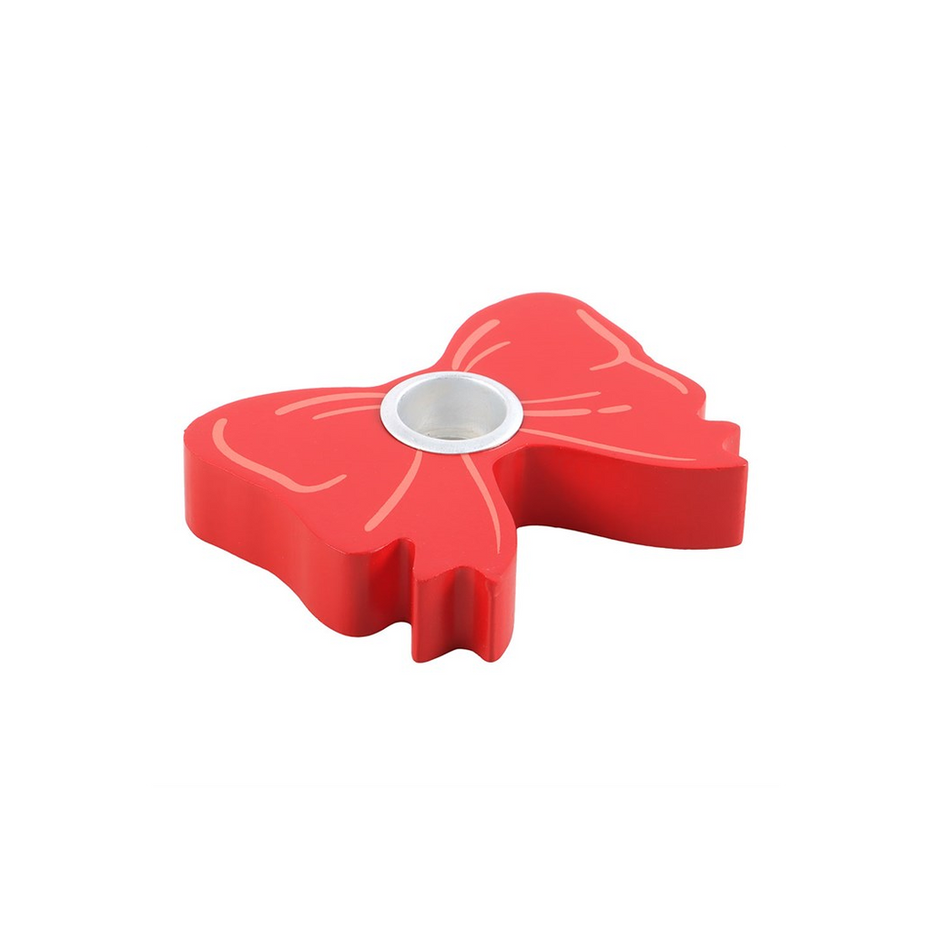 Red Bow Taper Candle Holder