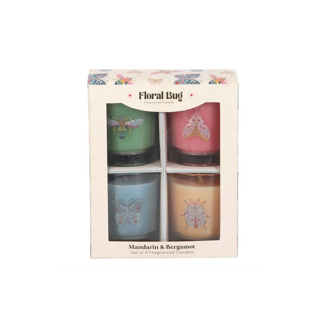 Set of 4 Floral Bug Mandarin & Bergamot Candles