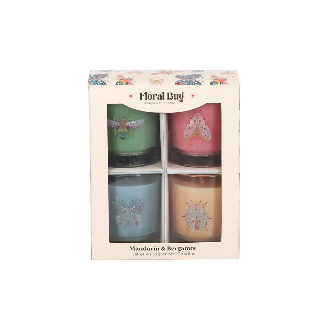 Set of 4 Floral Bug Mandarin & Bergamot Candles