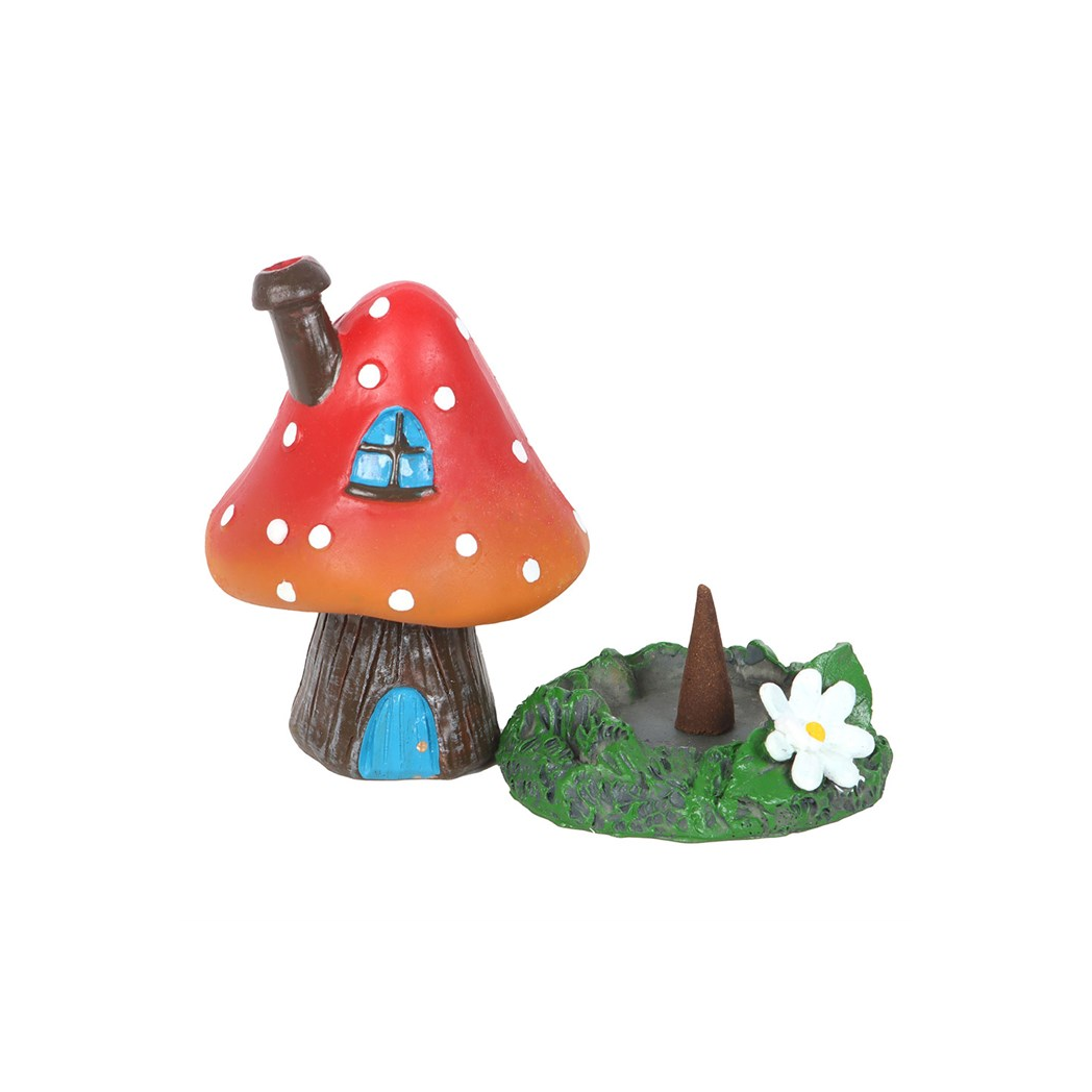 Red Smoking Toadstool Incense Cone Holder