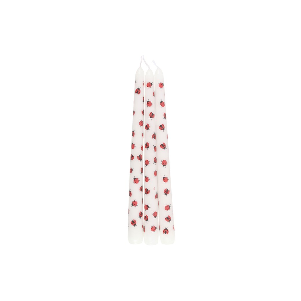 Set of 3 Love Bug Ladybird Taper Candles