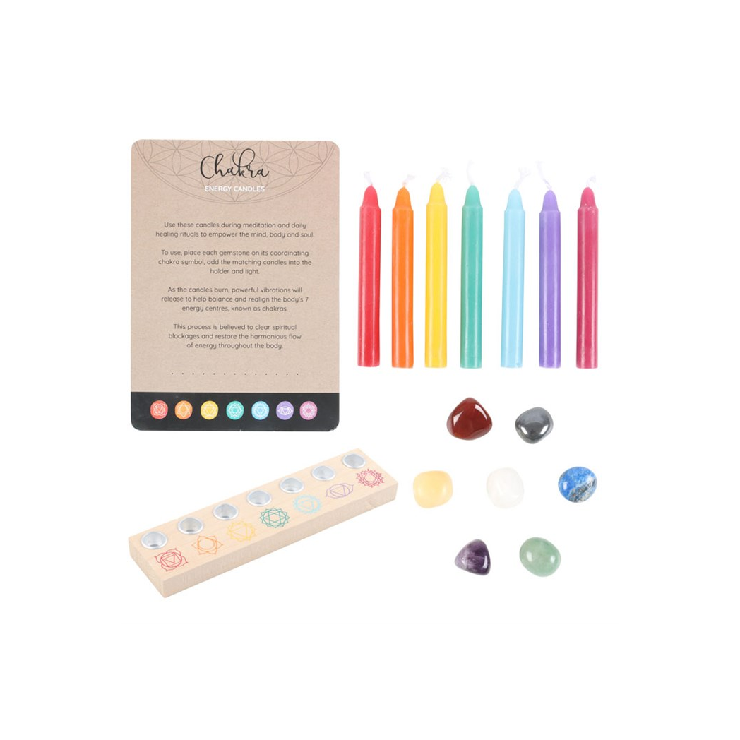 Chakra Energy Candle and Crystal Gift Set