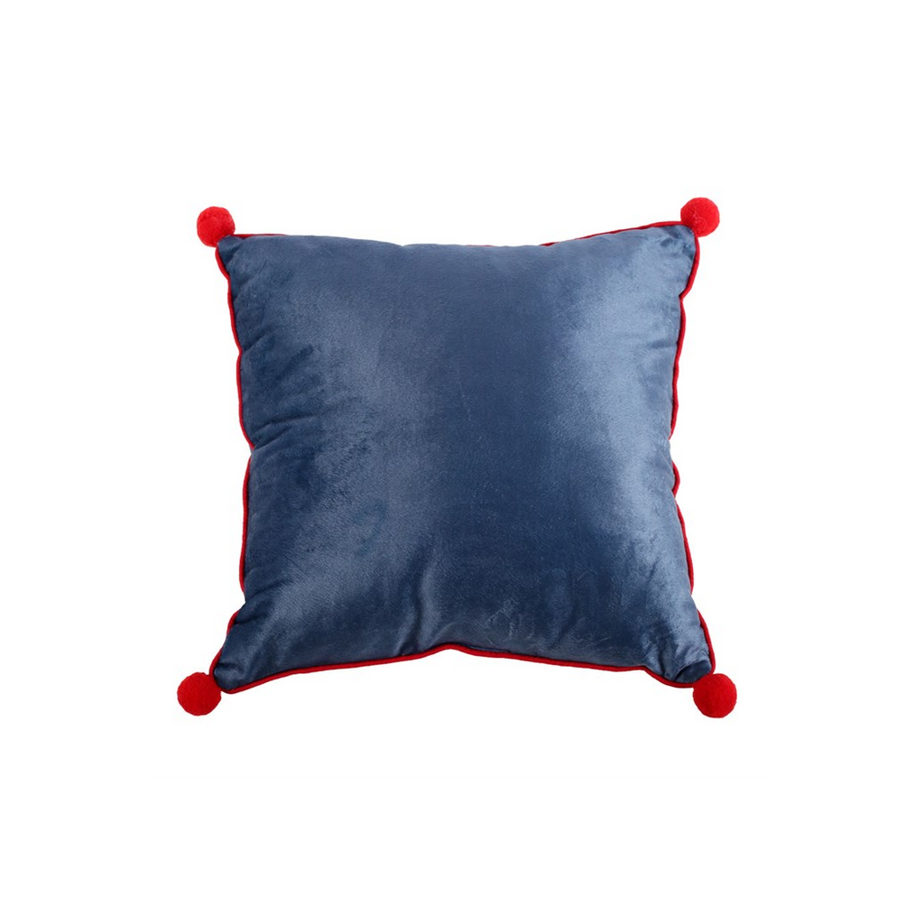 35cm Square Gnome Print Cushion with Pom Poms