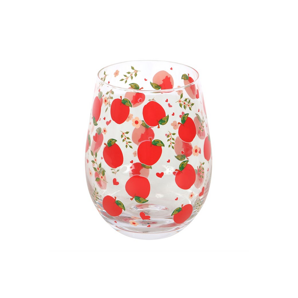 Apple Print Stemless Glass