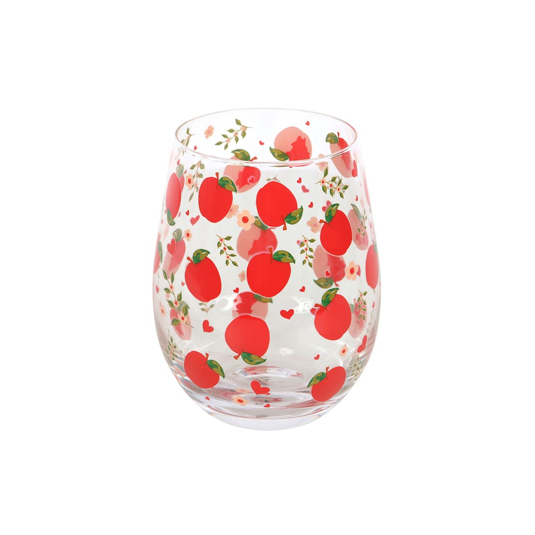 Apple Print Stemless Glass