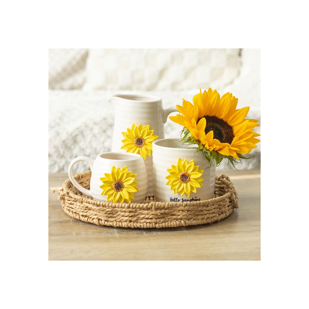 Hello Sunshine Rounded Mug with 3D Sunflower