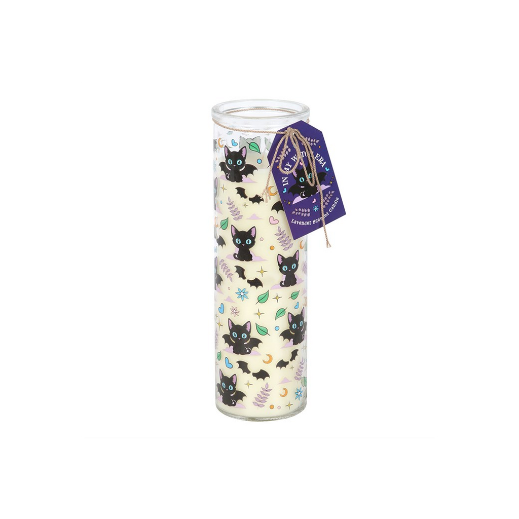 Cute and Creepy Cat Print Lavender Tube Candle