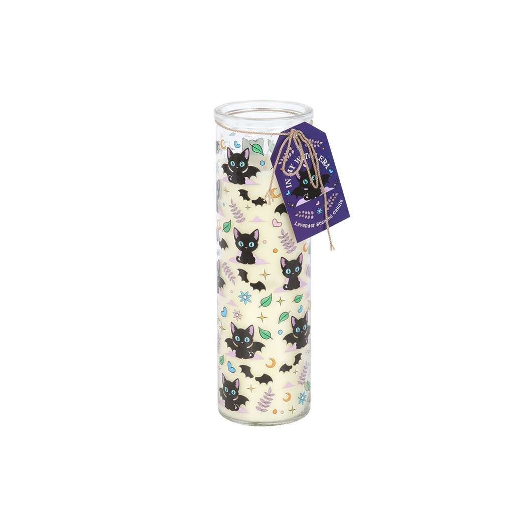Cute and Creepy Cat Print Lavender Tube Candle