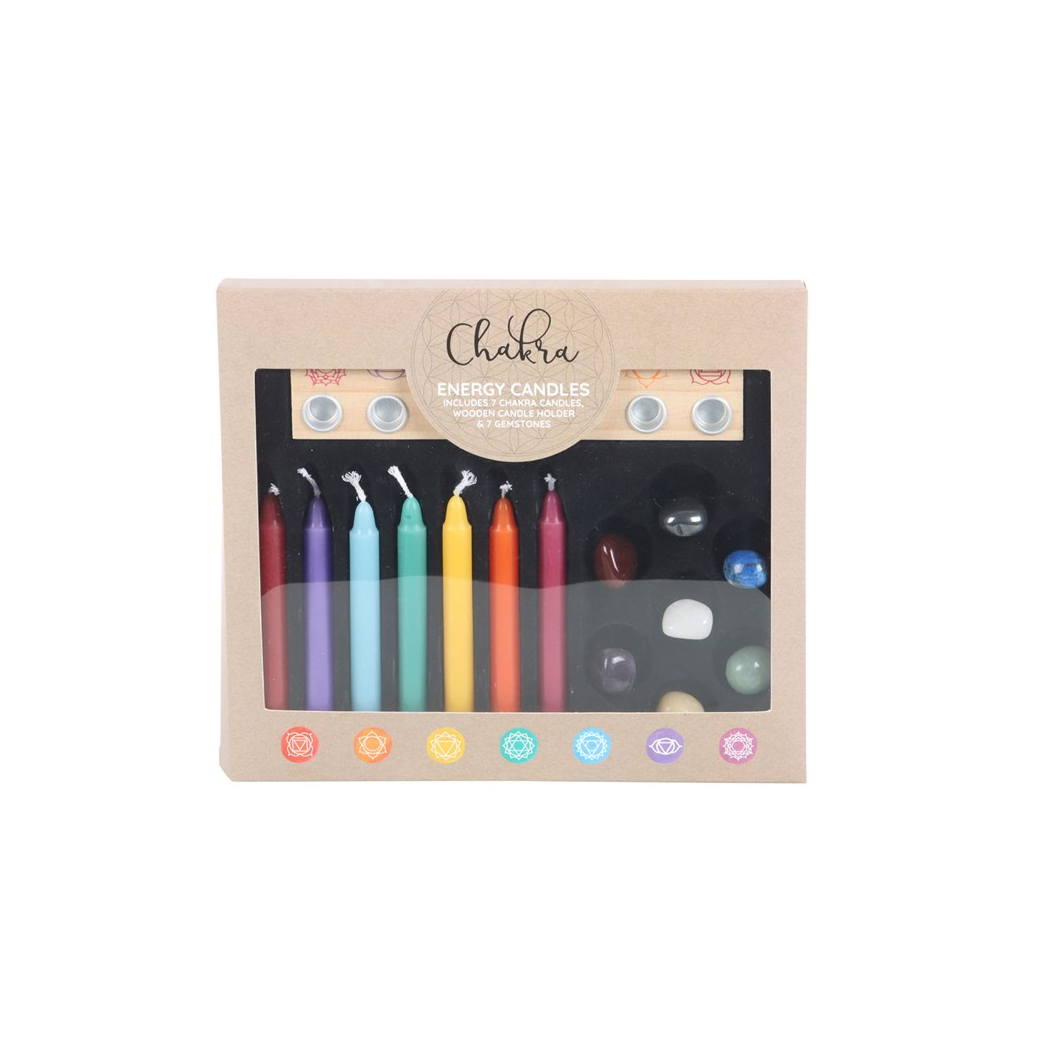 Chakra Energy Candle and Crystal Gift Set