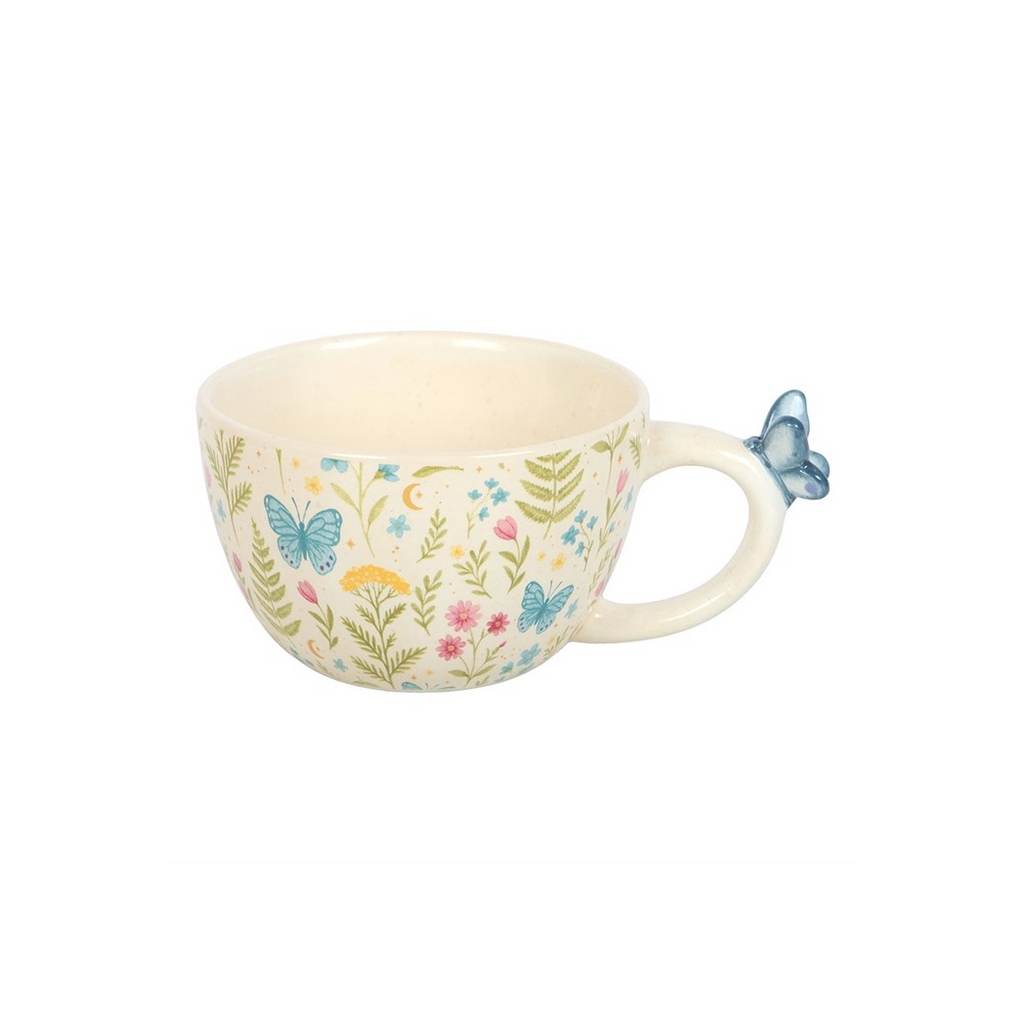 Luna Bloom Floral Print Mug with Butterfly