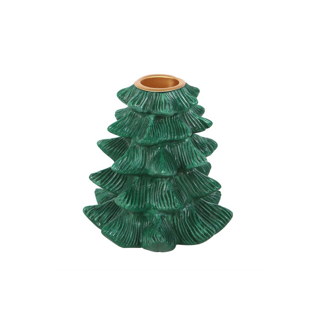 Green Fir Tree Candle Holder with Taper Candle