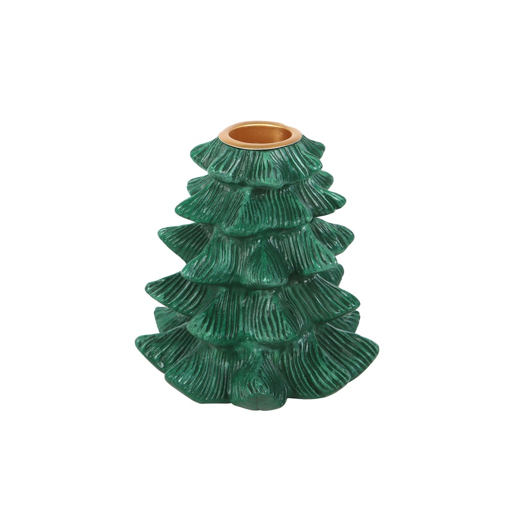 Green Fir Tree Candle Holder with Taper Candle