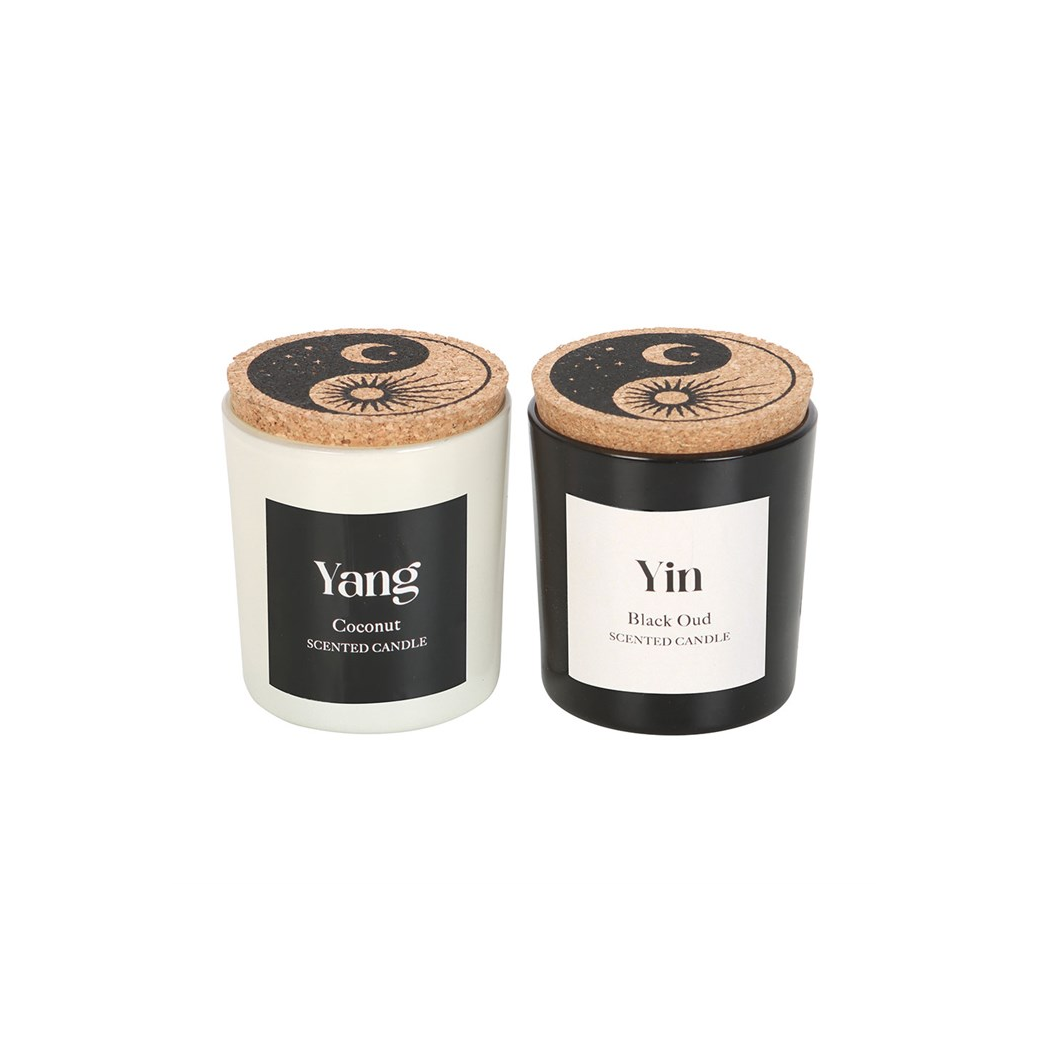 Set of 2 Yin Yang Black Oud and Coconut Candles