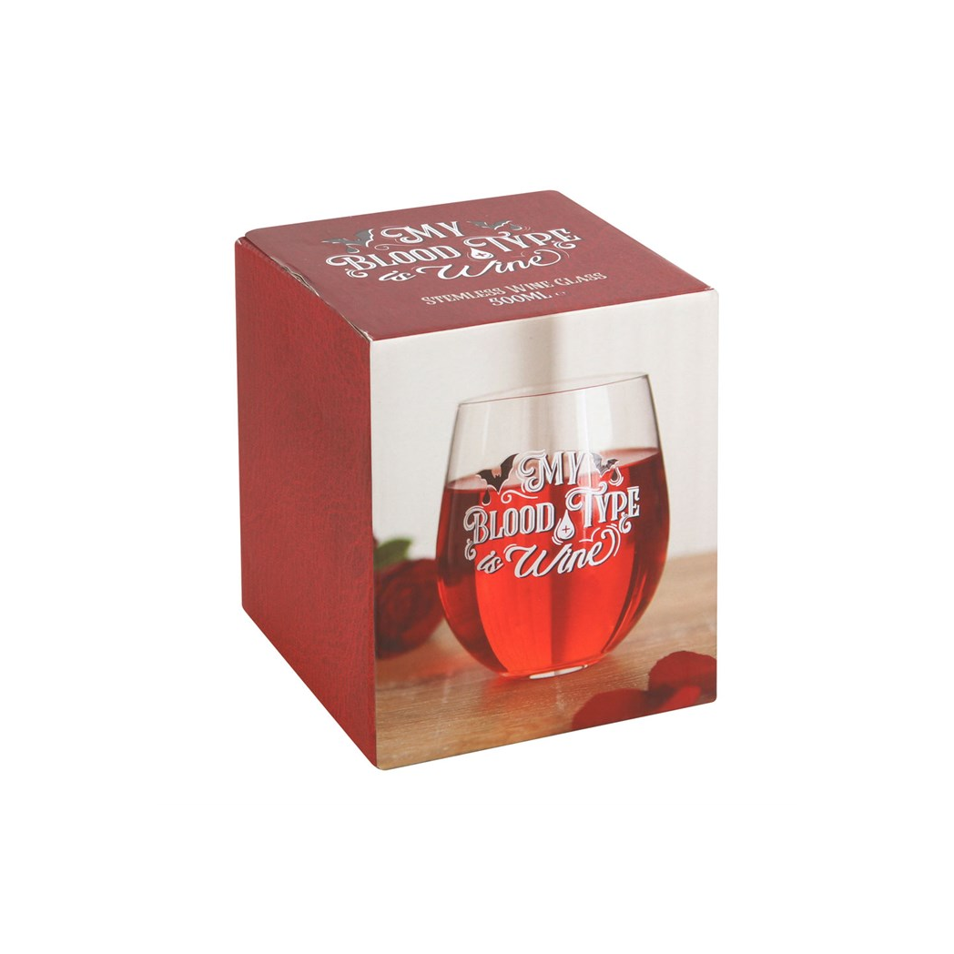 My Blood Type is Wine Stemless Wine Glass