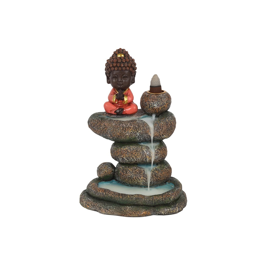 Red Buddha and Rock Pond Backflow Incense Burner