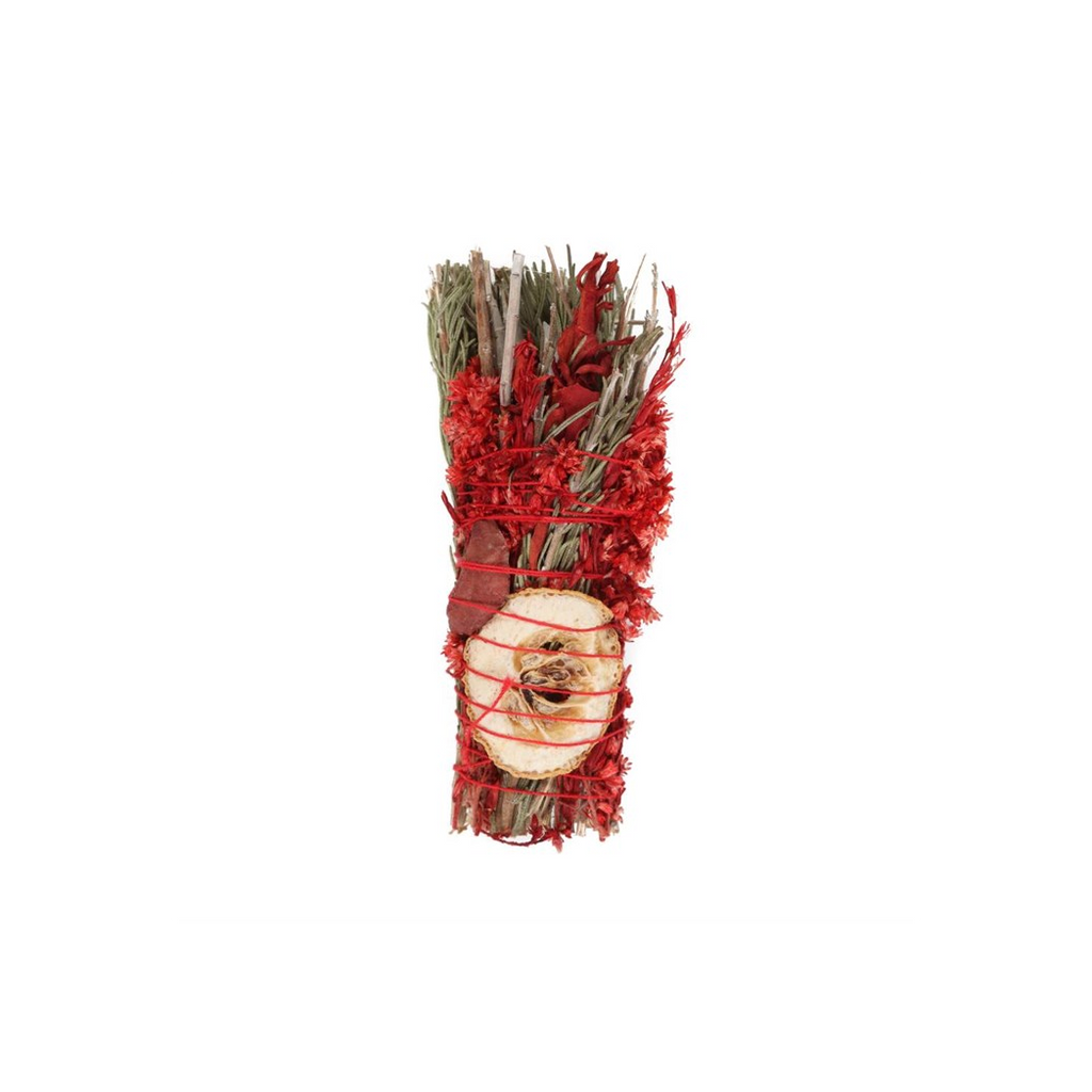 6in Ritual Wand Smudge Stick with Rosemary, Sage and Red Jasper