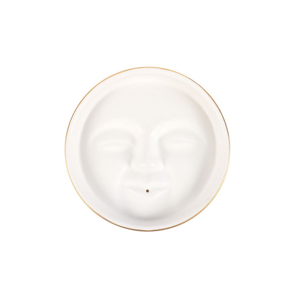 White Moon Face Incense Stick Holder