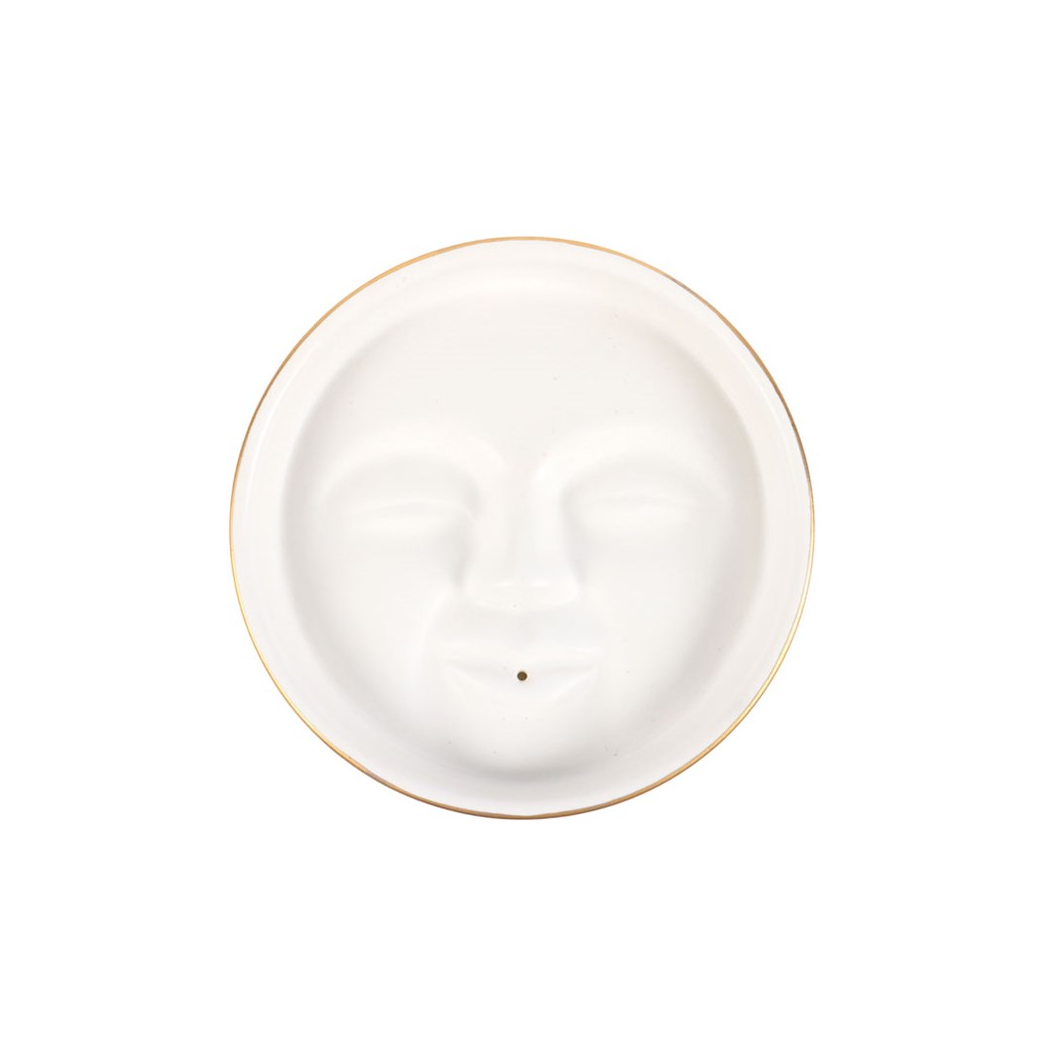 White Moon Face Incense Stick Holder