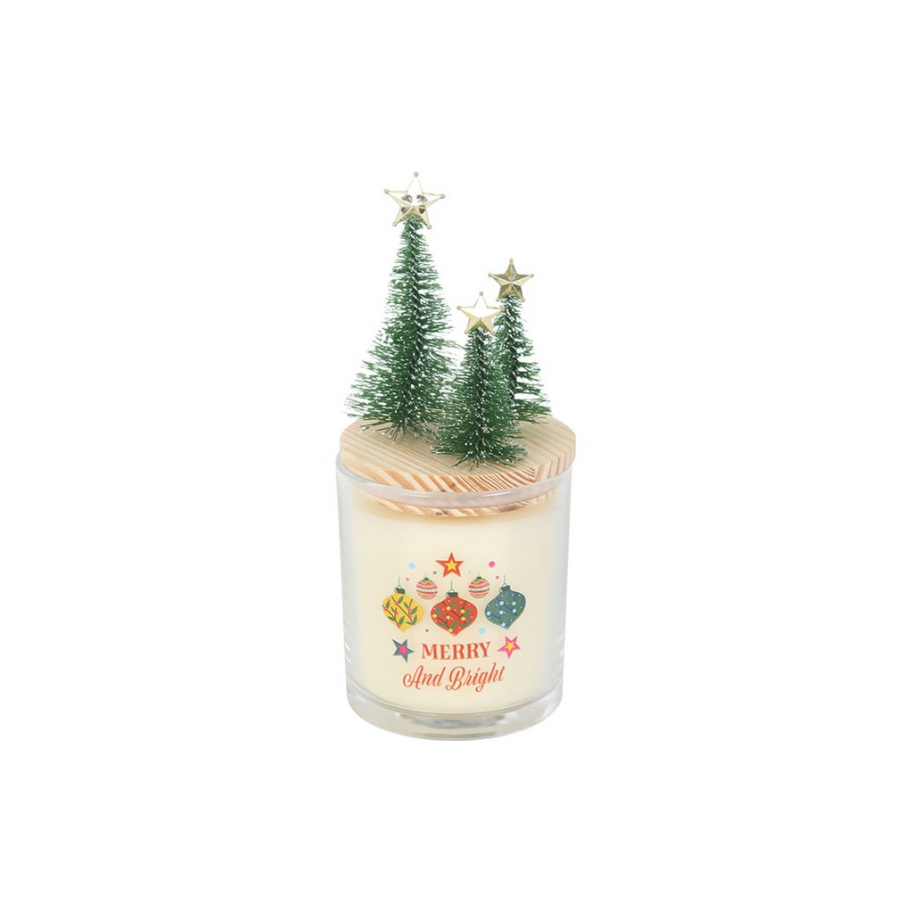 Merry and Bright Bauble Cinnamon & Spice Glass Candle with Tree