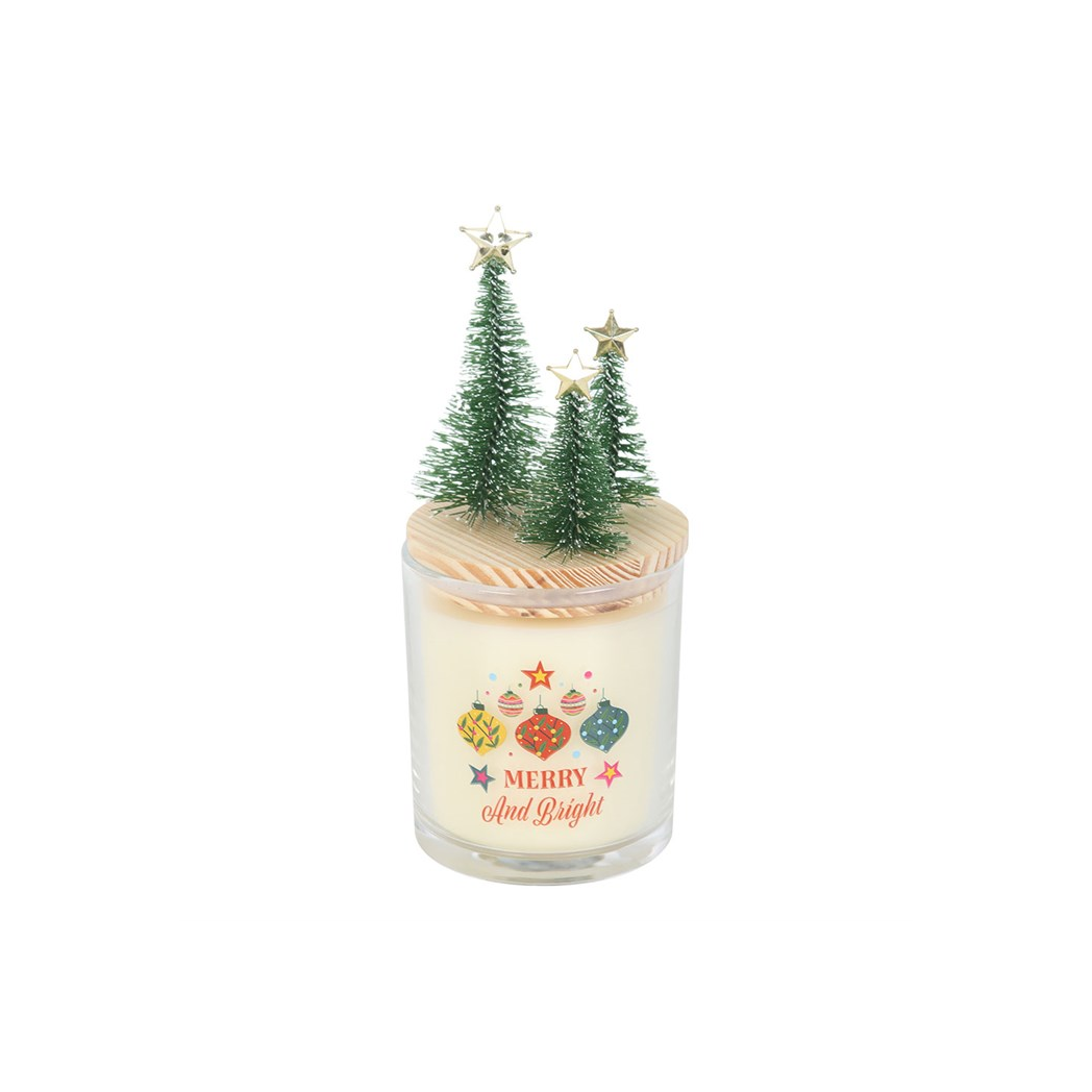 Merry and Bright Bauble Cinnamon & Spice Glass Candle with Tree