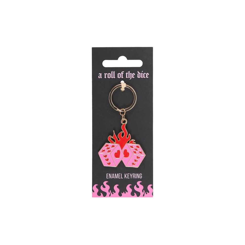 Flaming Dice Keyring