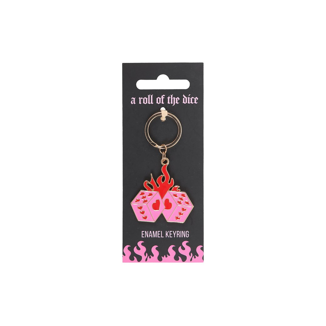 Flaming Dice Keyring