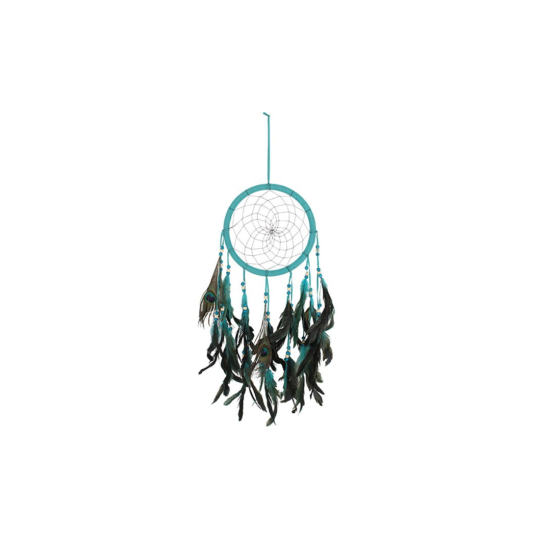 Turquoise Peacock Feather Dreamcatcher