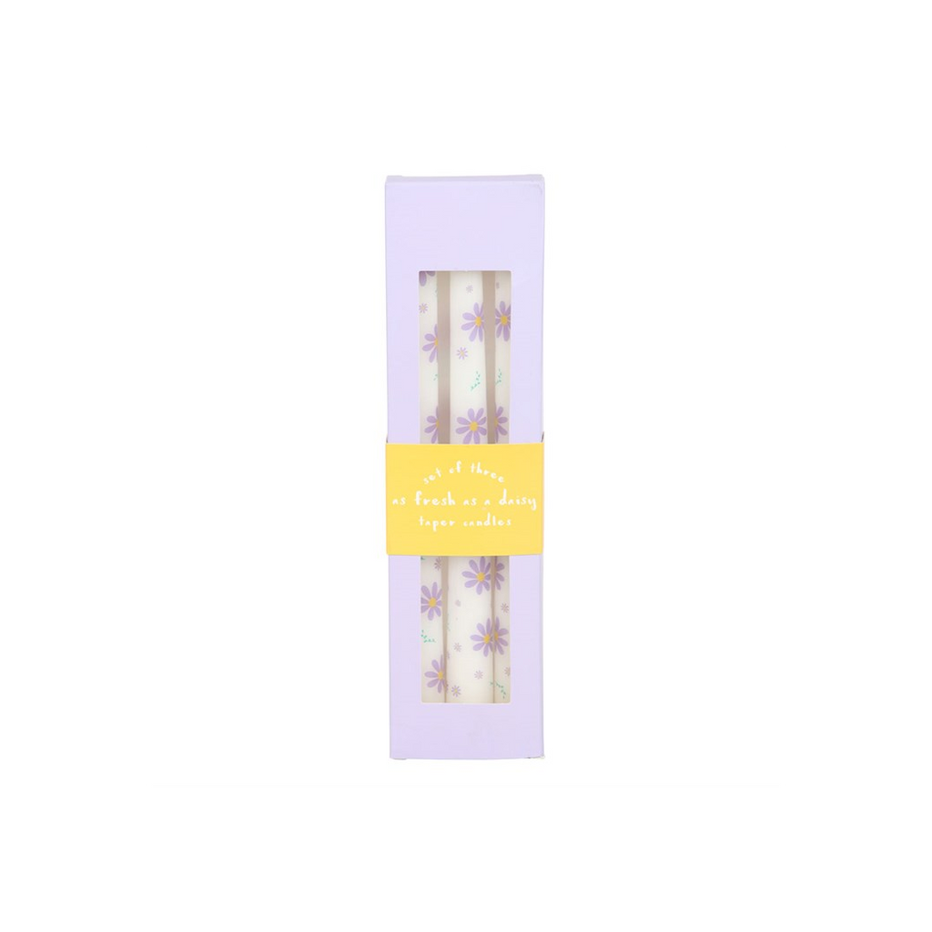 Set of 3 Purple Daisy Taper Candles