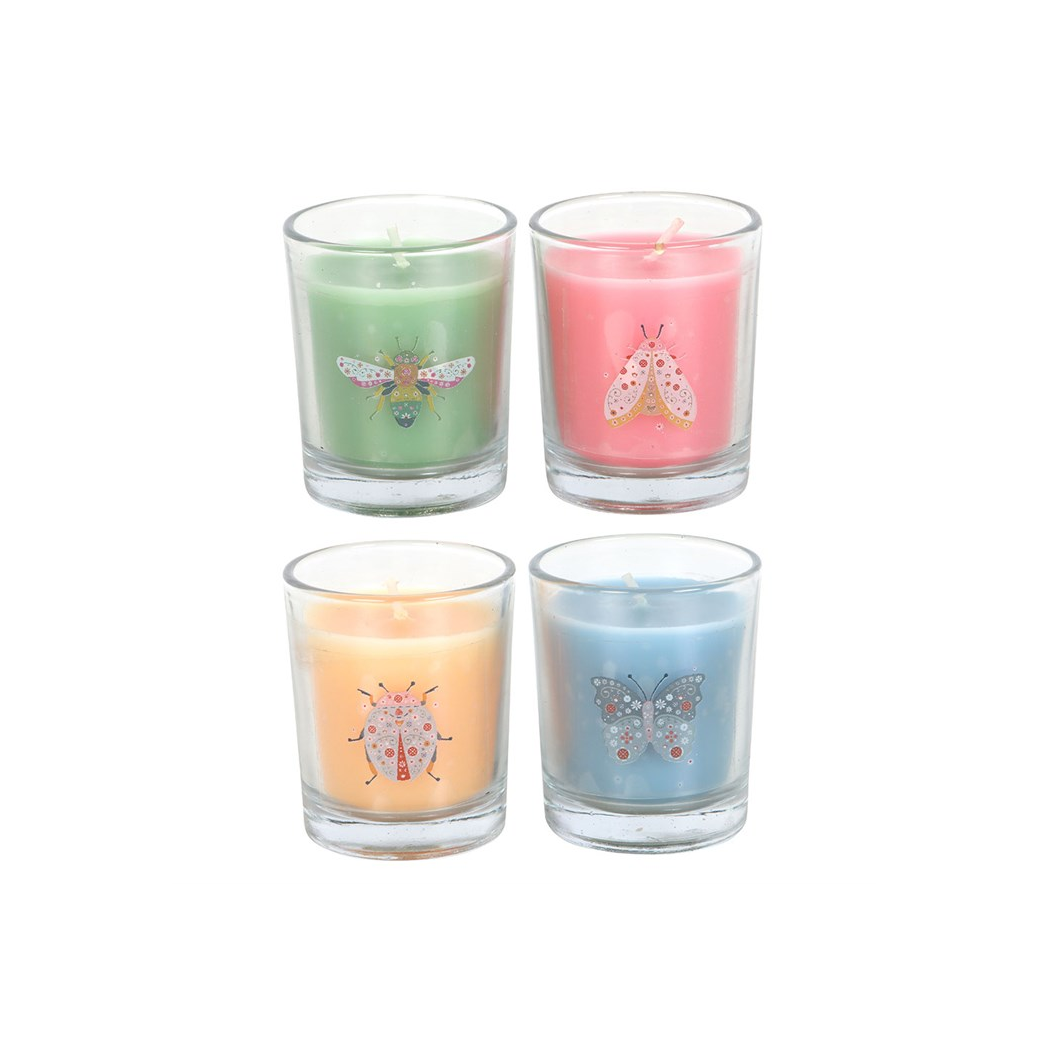 Set of 4 Floral Bug Mandarin & Bergamot Candles