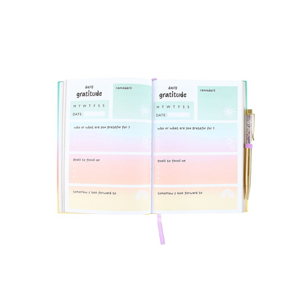 Multicoloured Gratitude Journal with Amethyst Pen