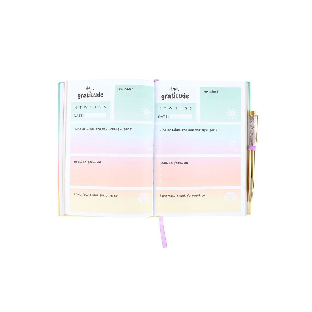 Multicoloured Gratitude Journal with Amethyst Pen