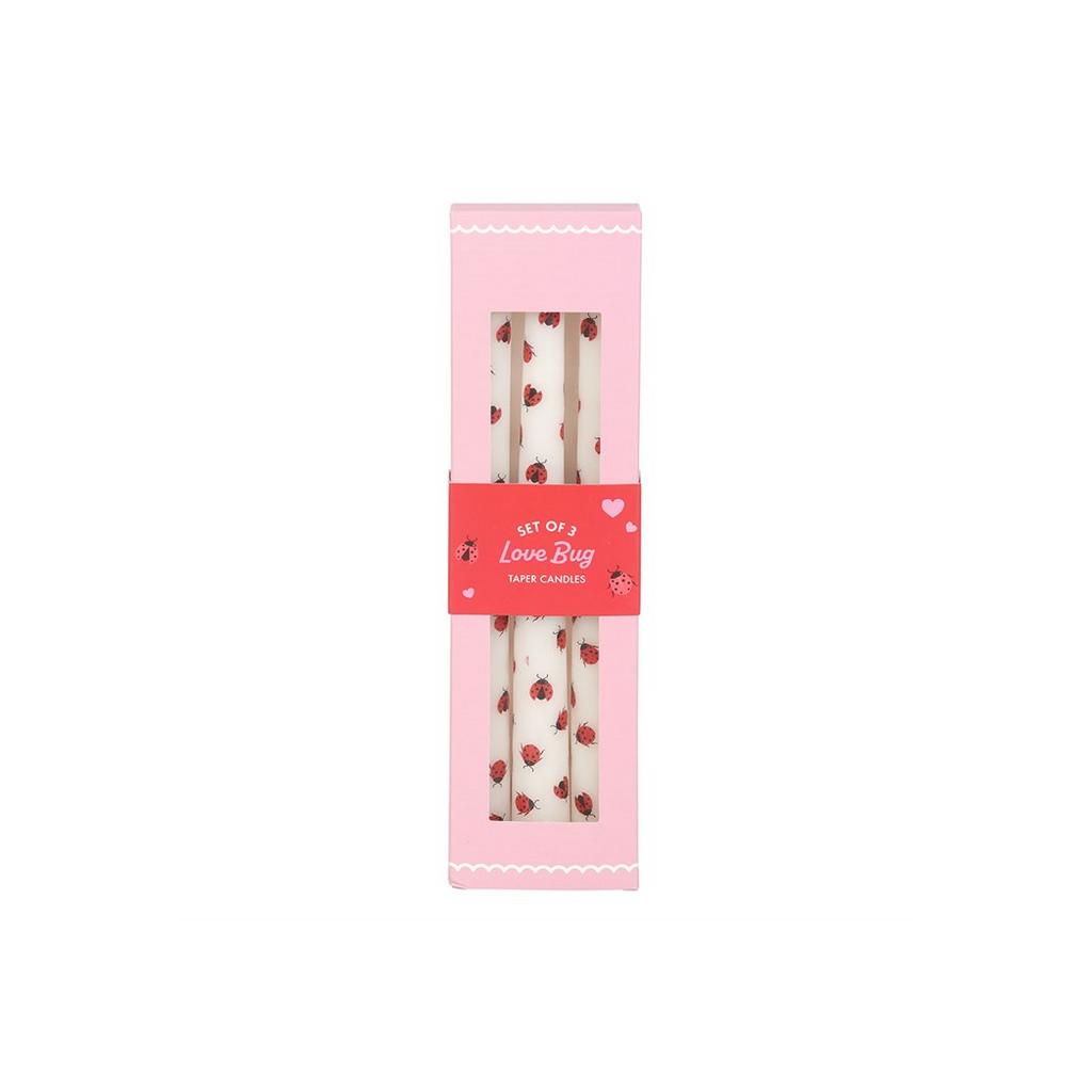 Set of 3 Love Bug Ladybird Taper Candles