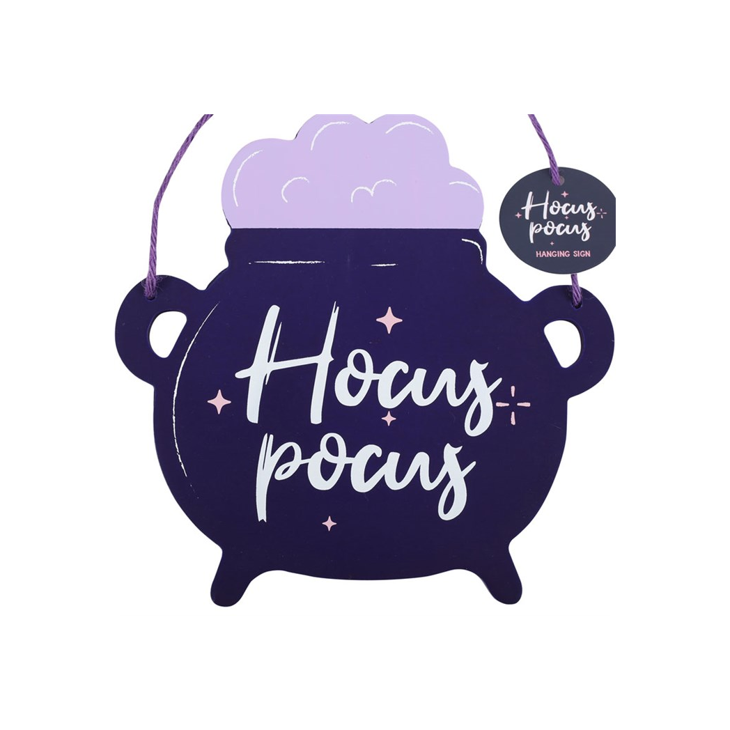 Hocus Pocus Cauldron Shaped Hanging Sign