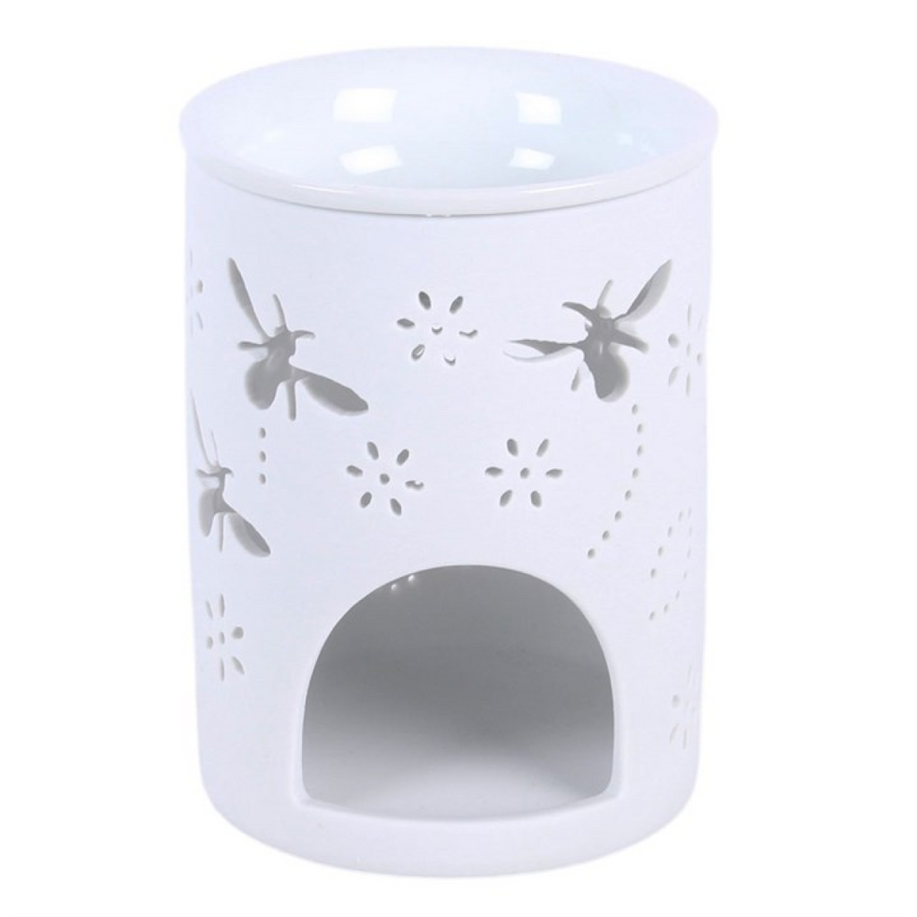 White Bee and Flower Cut Out Oil Burner and Wax Warmer