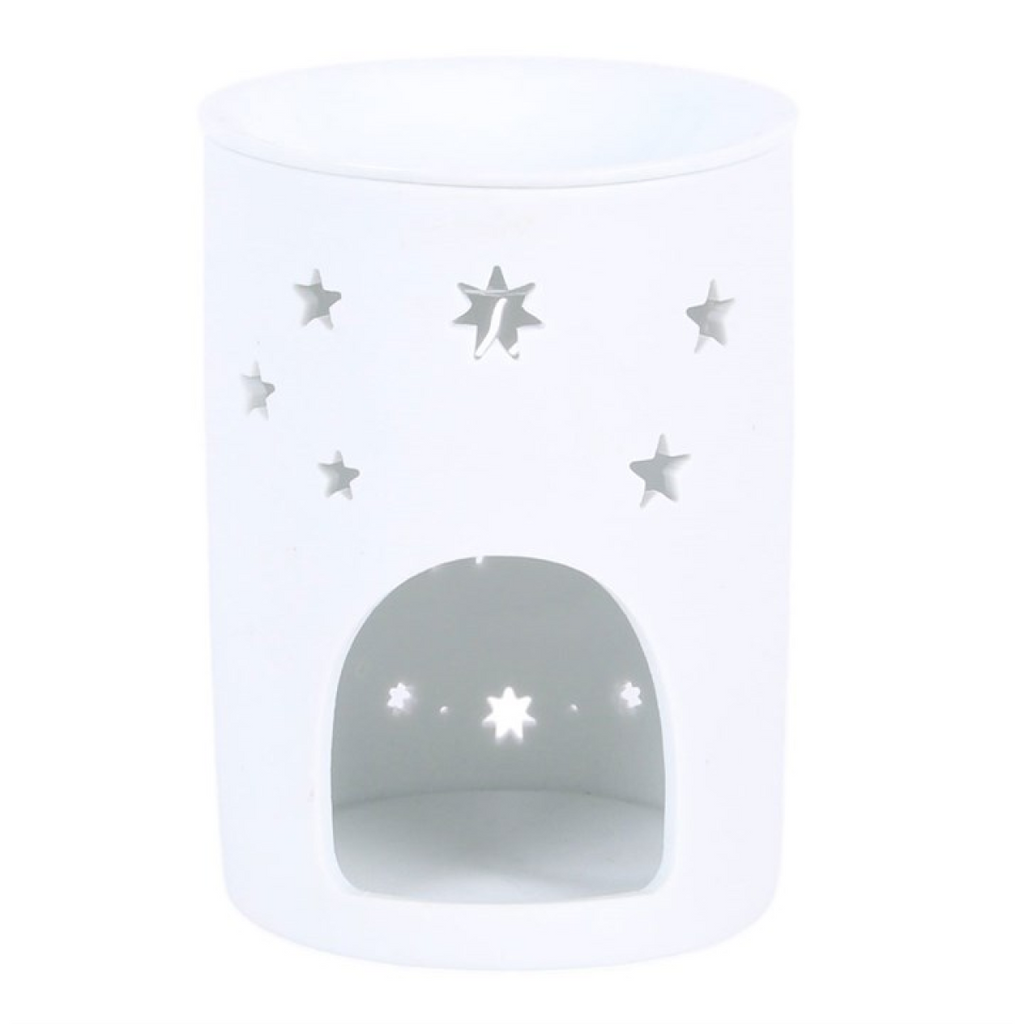 White Sun and Moon Cut Out Oil Burner and Wax Warmer
