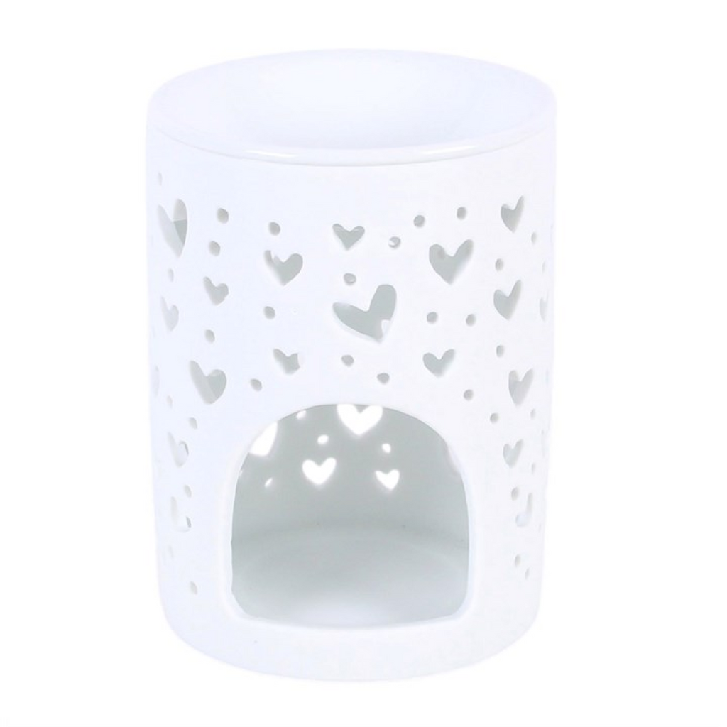 White Heart Cut Out Oil Burner and Wax Warmer