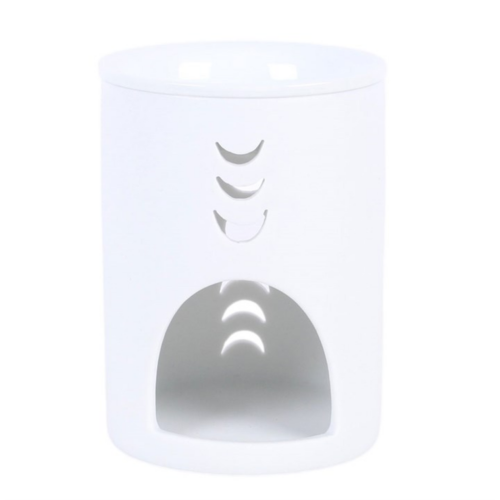 White Moon Phase Cut Out Oil Burner and Wax Warmer
