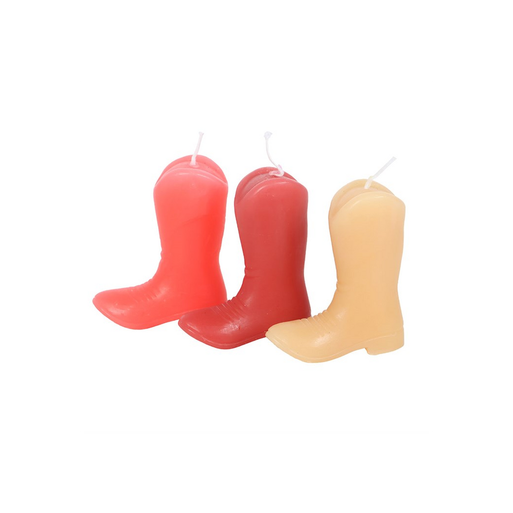 Set of 3 Cowboy Boot Candles