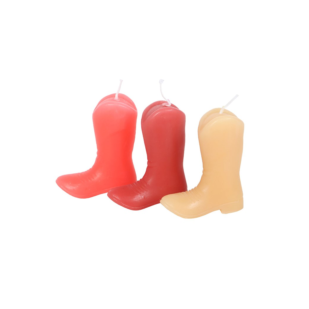 Set of 3 Cowboy Boot Candles