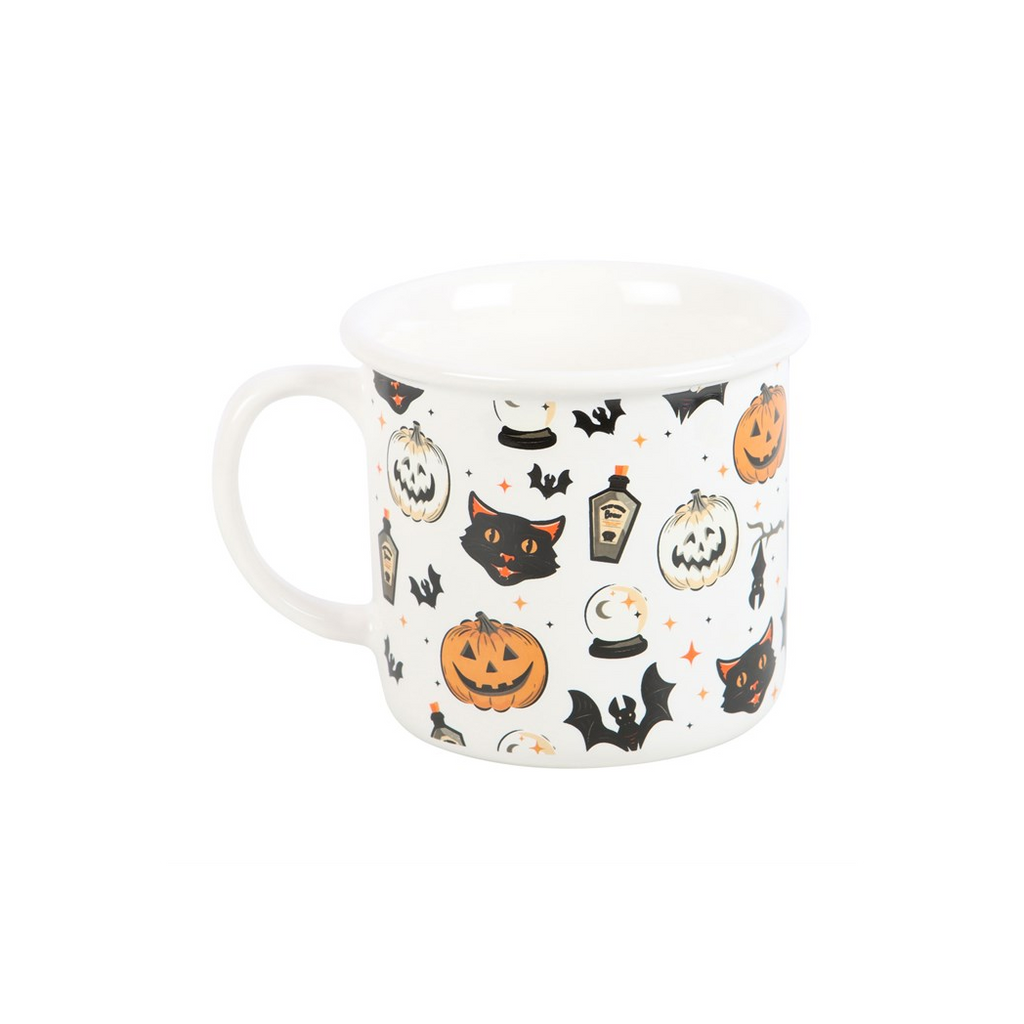 Spooky Cat and Pumpkin Print Mug