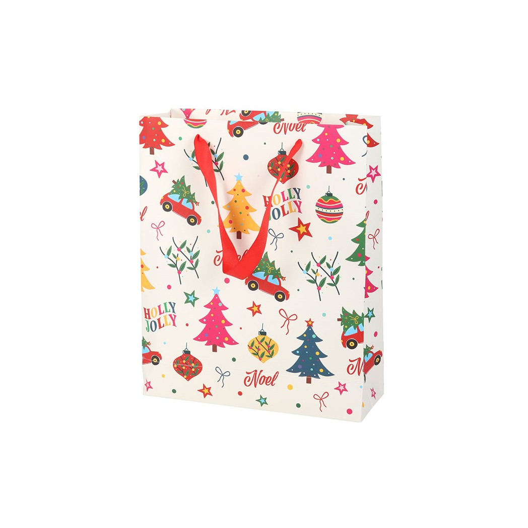 23cm Nostalgic Christmas Print Gift Bag