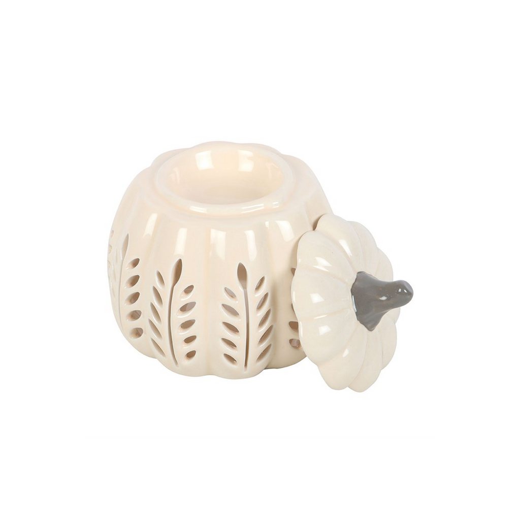 Cream Leaf Cut Out Pumpkin Oil Burner and Wax Warmer