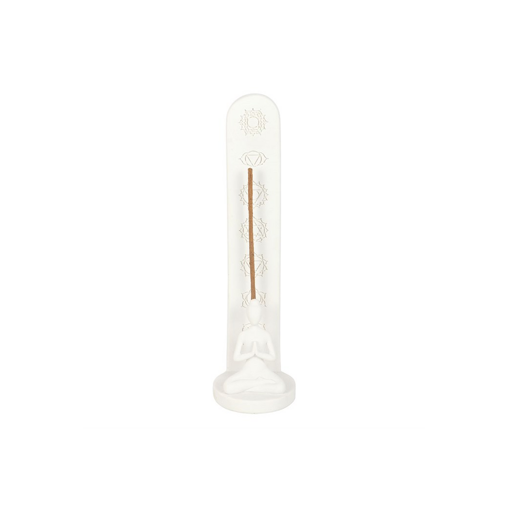 White Chakra and Yoga Pose Incense Stick Holder