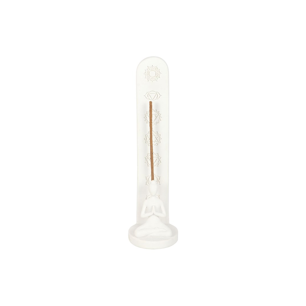 White Chakra and Yoga Pose Incense Stick Holder