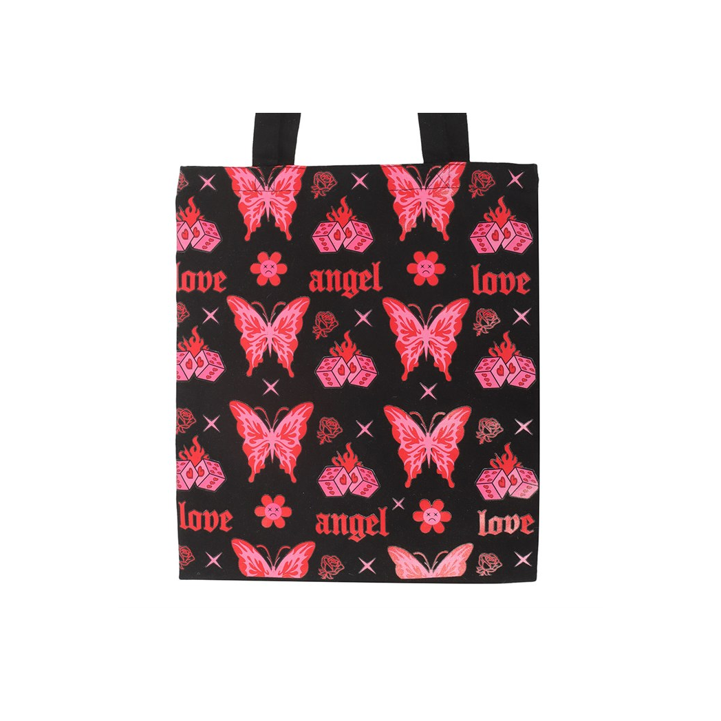 Flaming Butterfly Print Polycotton Tote Bag