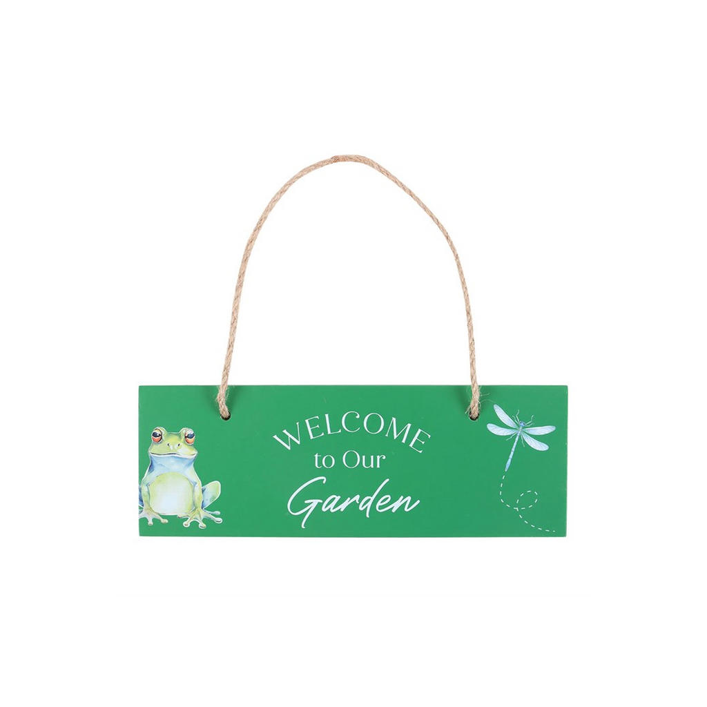 Green Welcome to Our Garden Hanging Sign