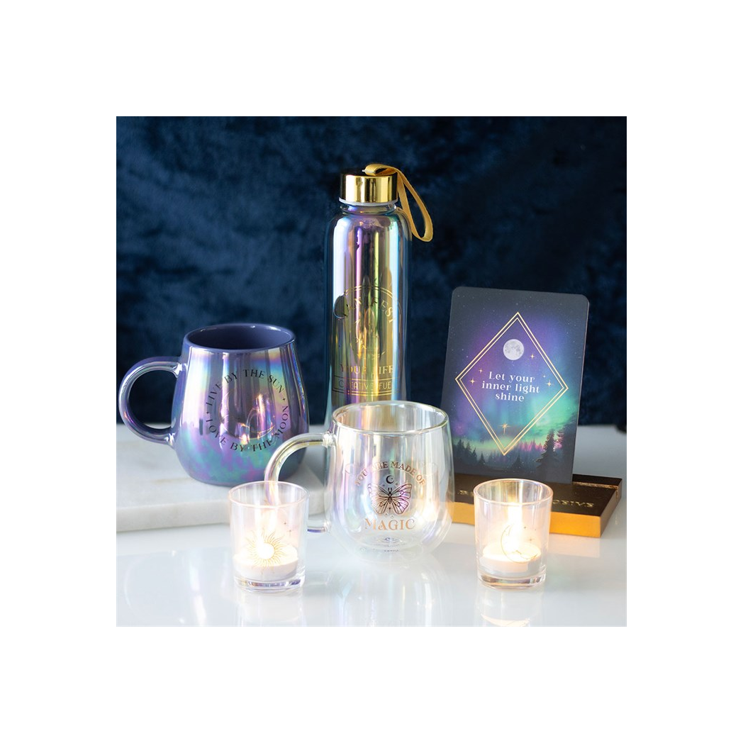 Iridescent Sun and Moon Votive Candle Holders